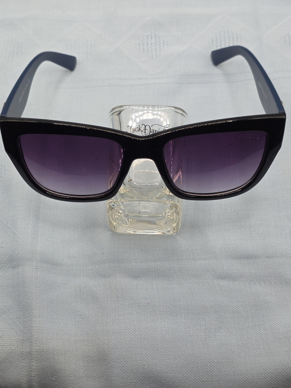 Gucci Women's Black Frame Sunglasses with Purple Gradient Lenses